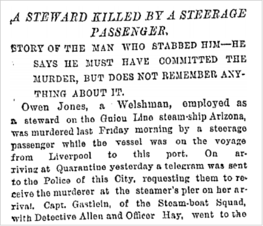 Murder on board SS Arizona